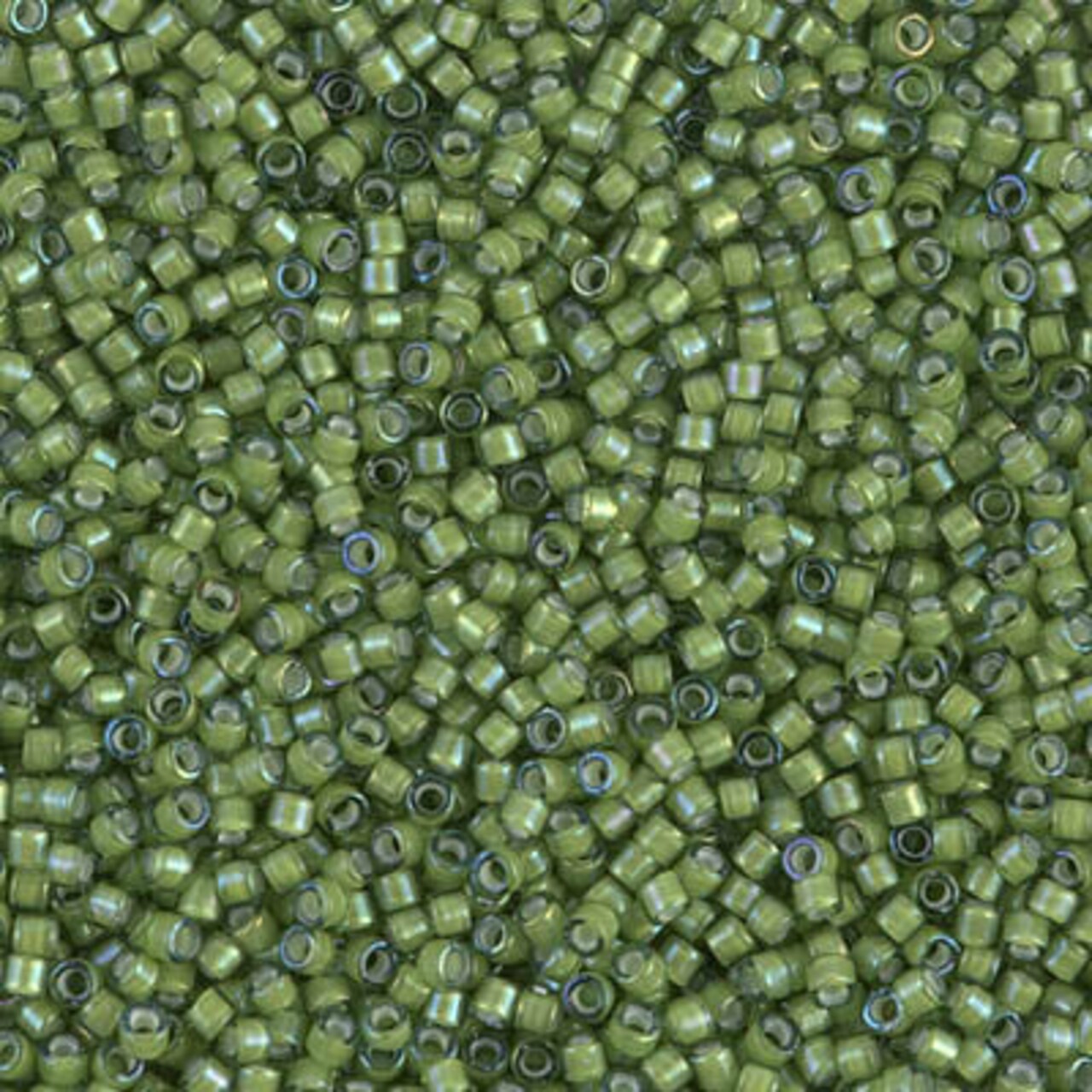 Miyuki Delica Bead 11/0, DB1786, White Lined Light Green AB, 5 grams